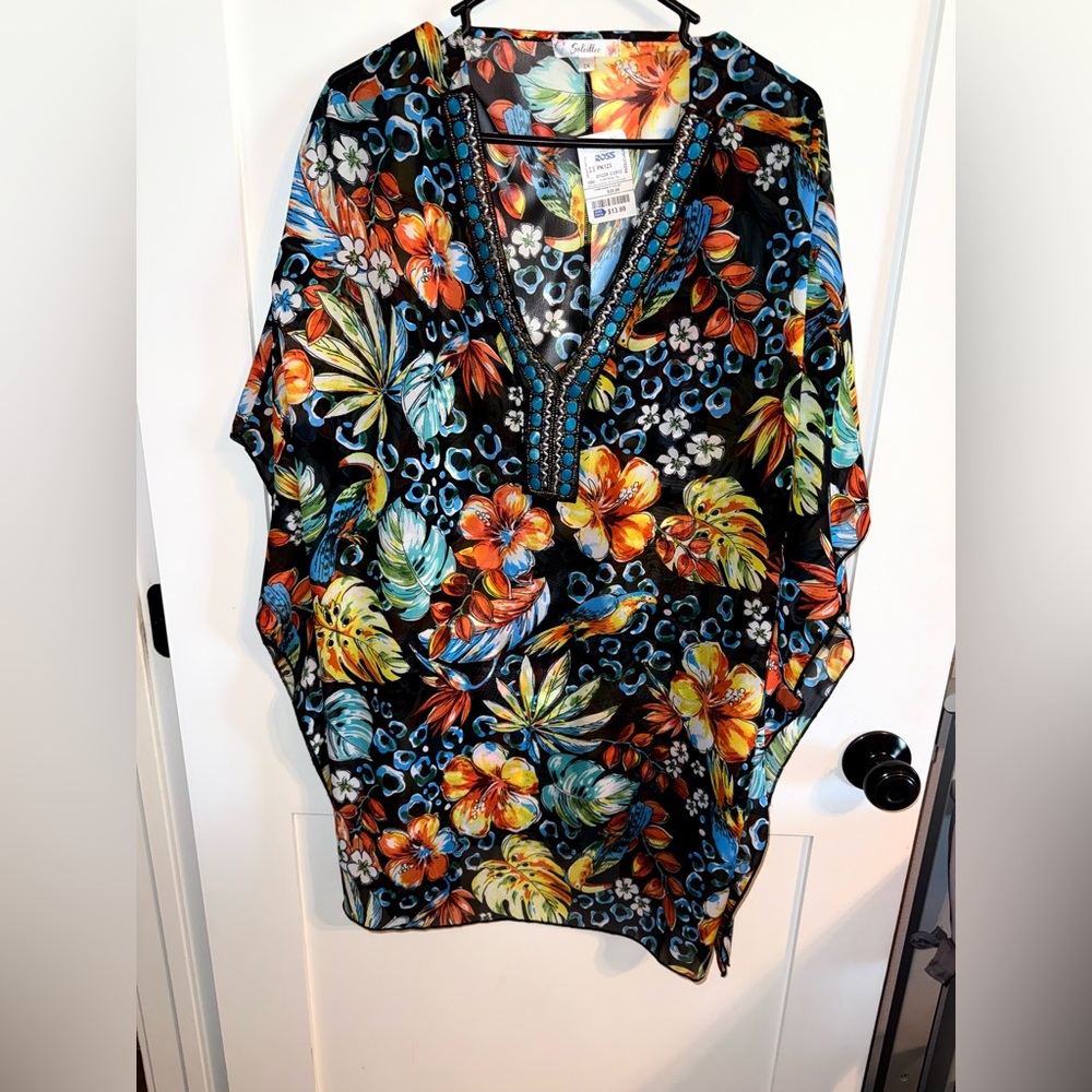 Solitaire Multicolor Floral Women's swim suit cover up